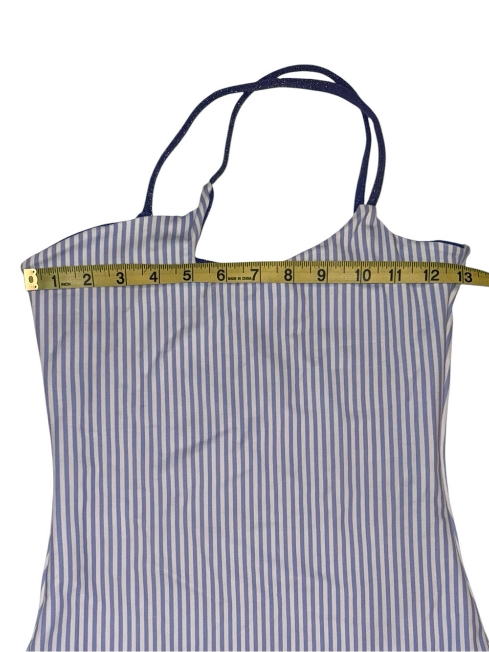 Reversible Blue Stripe One Piece Swimsuit Sparkle Navy Fits Like Med - Picture 4 of 5